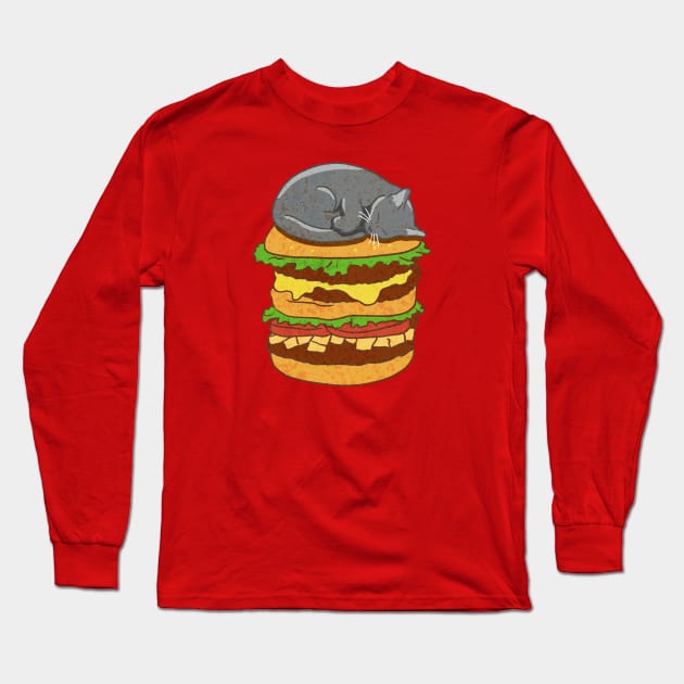 Burger Cat - grey Long Sleeve T-Shirt by CCDesign